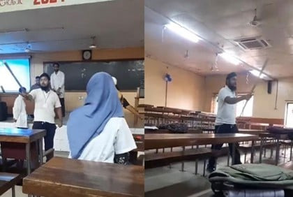 স্যার সলিমুল্লাহ মেডিকেল কলেজের শ্রেণিকক্ষে লাঠি হাতে যুবক!