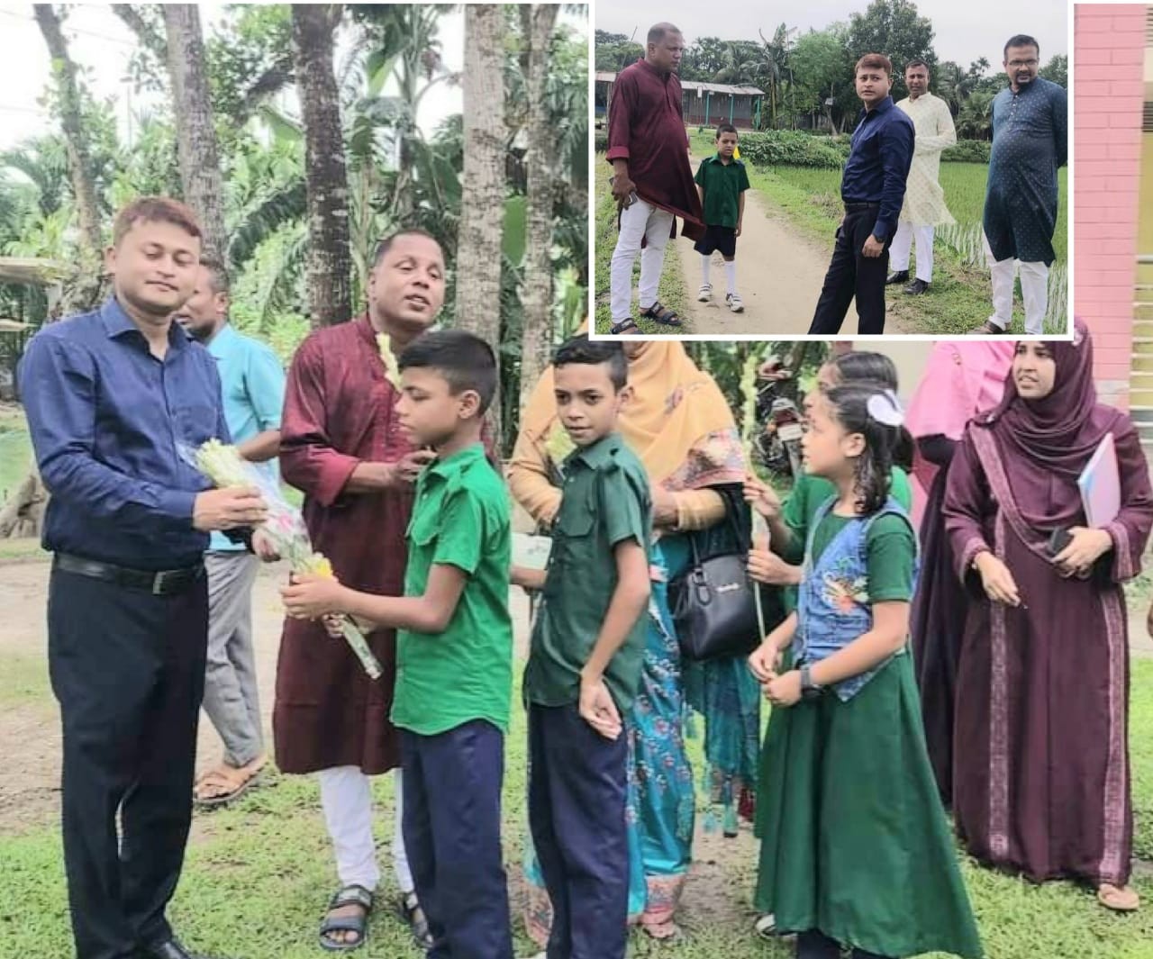 তারাকান্দার বিসকায় শিক্ষার্থীদের ফুলেল শুভেচ্ছায় সিক্ত ইউএনও।