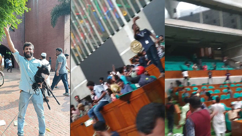 শ্রীলঙ্কান স্টাইলে’ গণভবন দখল, সংসদে ঢুকে উল্লাস